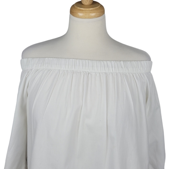 AMBIANCE Top Blouse Off The Shoulder 3/4 Sleeve Whit3 Sz Large - Picture 5 of 8
